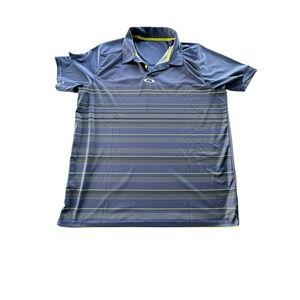 Oakley Polo Mens‎ Size XL High Crest Laser Blue Golf Casual Stripe Tee Shirt EUC